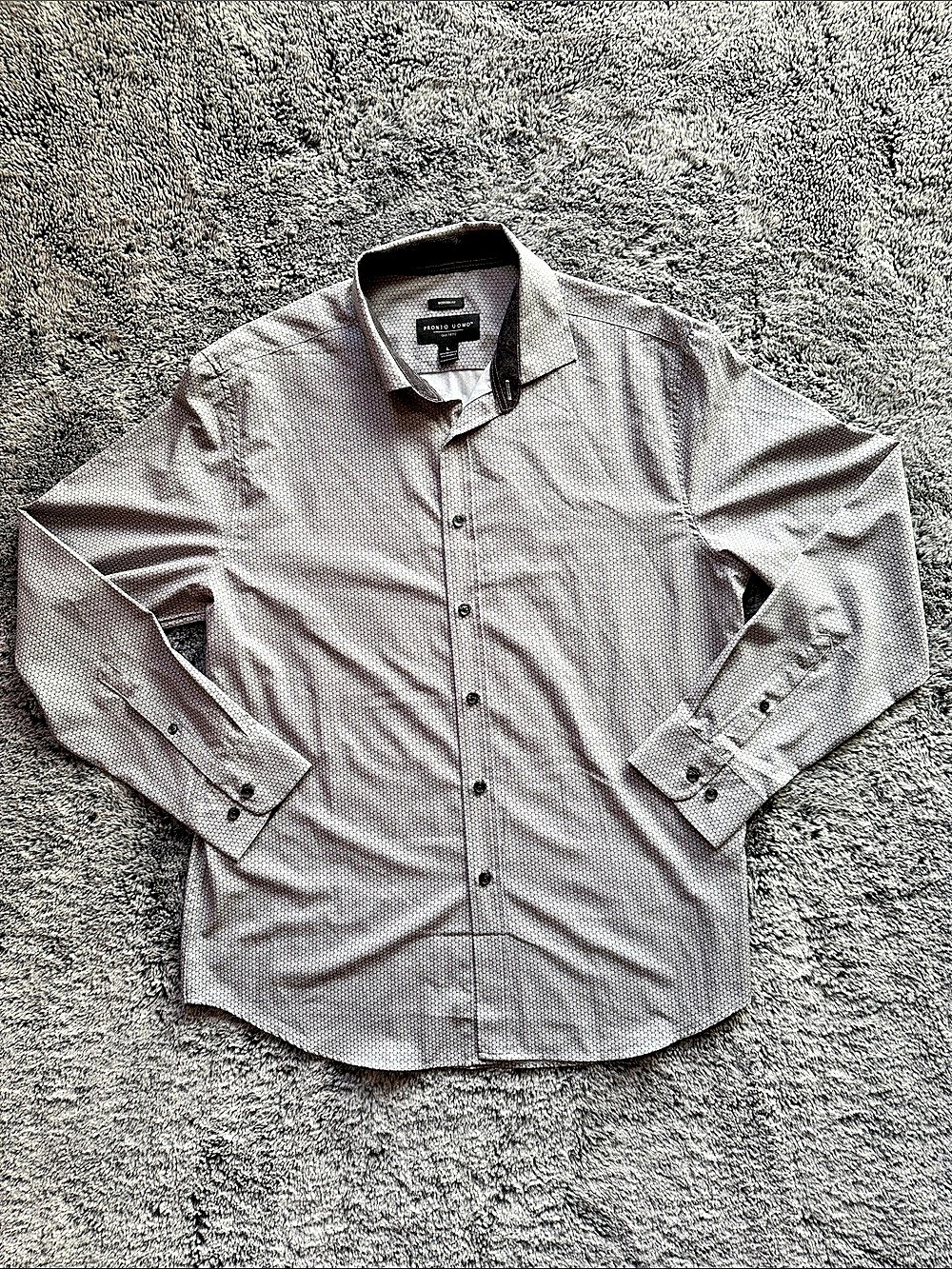 Pronto Uomo Modern Fit Geometric Button Down in Gray